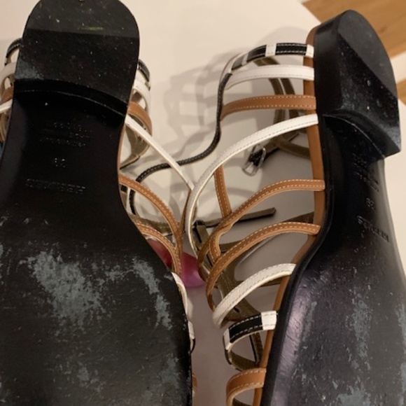 Hermes Womens Black Oran Sandals Slippers 38 Shoes Loafers  Hermes Black, White and Tan Sandals-Like New